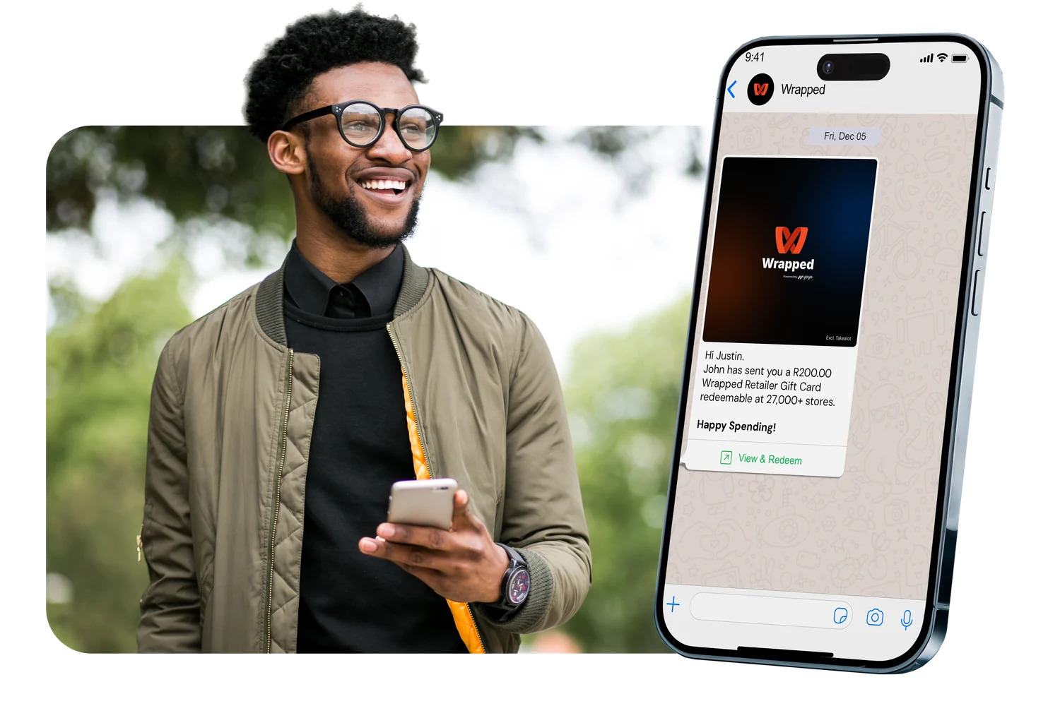 Customer receiving a Yoyo gift card marketplace digital gift card on WhatsApp